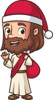 Jesus dressed as santa claus illustration vector