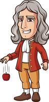 Isaac Newton dropping an apple illustration vector