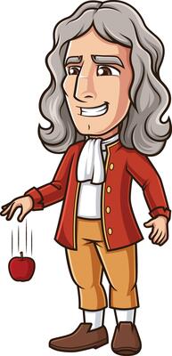 Isaac Newton dropping an apple illustration