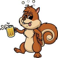 Drunk squirrel character illustration vector