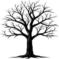 A black silhouette of a bare tree vector