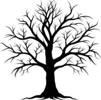 A black silhouette of a bare tree vector