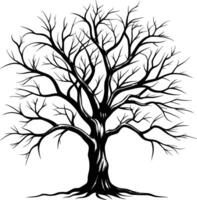 A black silhouette of a bare tree vector