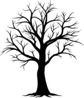 A black silhouette of a bare tree vector