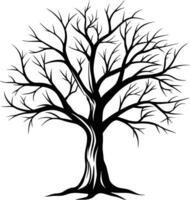 A black silhouette of a bare tree vector