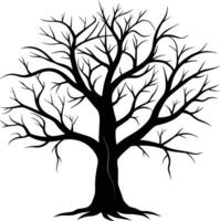 A black silhouette of a bare tree vector