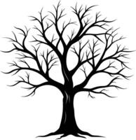 A black silhouette of a bare tree vector