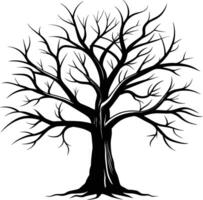 A black silhouette of a bare tree vector