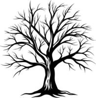 A black silhouette of a bare tree vector