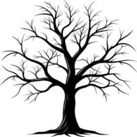 A black silhouette of a bare tree vector