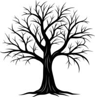 A black silhouette of a bare tree vector