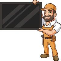 Handyman installing tv illustration vector