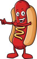 Hot dog pointing to the side illustration vector