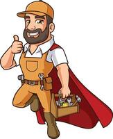 Handyman superhero wearing cape illustration vector