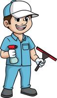 Male window cleaner illustration vector
