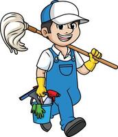 Professional male cleaner illustration vector