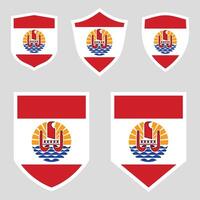 Set of French Polynesia Flag in Shield Shape vector