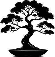 un negro silueta de un bonsai árbol vector