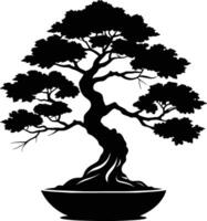 A black silhouette of a bonsai tree vector