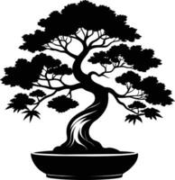 A black silhouette of a bonsai tree vector