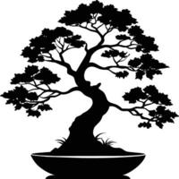 un negro silueta de un bonsai árbol vector