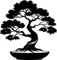 A black silhouette of a bonsai tree vector