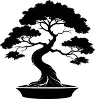 A black silhouette of a bonsai tree vector