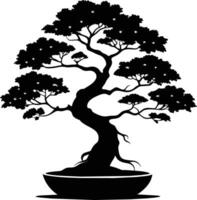 un negro silueta de un bonsai árbol vector