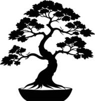 un negro silueta de un bonsai árbol vector