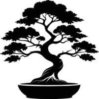 un negro silueta de un bonsai árbol vector