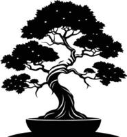 A black silhouette of a bonsai tree vector