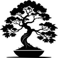 A black silhouette of a bonsai tree vector