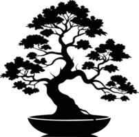 un negro silueta de un bonsai árbol vector