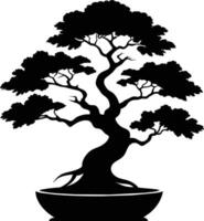 A black silhouette of a bonsai tree vector