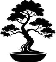 un negro silueta de un bonsai árbol vector