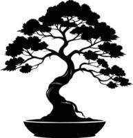 un negro silueta de un bonsai árbol vector