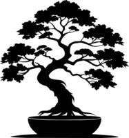 A black silhouette of a bonsai tree vector