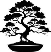 A black silhouette of a bonsai tree vector