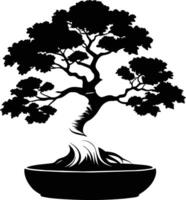 un negro silueta de un bonsai árbol vector