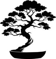 un negro silueta de un bonsai árbol vector