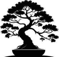 un negro silueta de un bonsai árbol vector