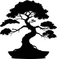 un negro silueta de un bonsai árbol vector