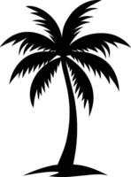 A black silhouette of a coconut tree vector