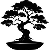 un negro silueta de un bonsai árbol vector