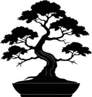 un negro silueta de un bonsai árbol vector