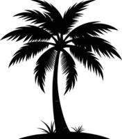 A black silhouette of a coconut tree vector