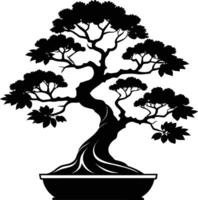 un negro silueta de un bonsai árbol vector