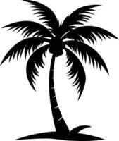 A black silhouette of a coconut tree vector