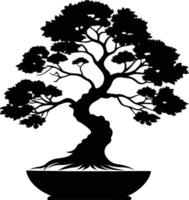 un negro silueta de un bonsai árbol vector