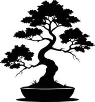 A black silhouette of a bonsai tree vector